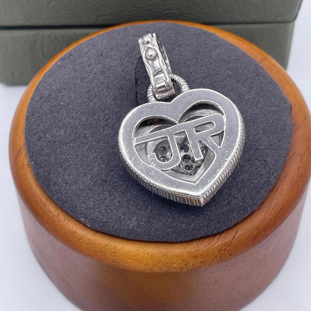 Judith Ripka Sterling Silver Heart Enhancer Pendant Mother of Pearl CZ - Picture 4 of 8